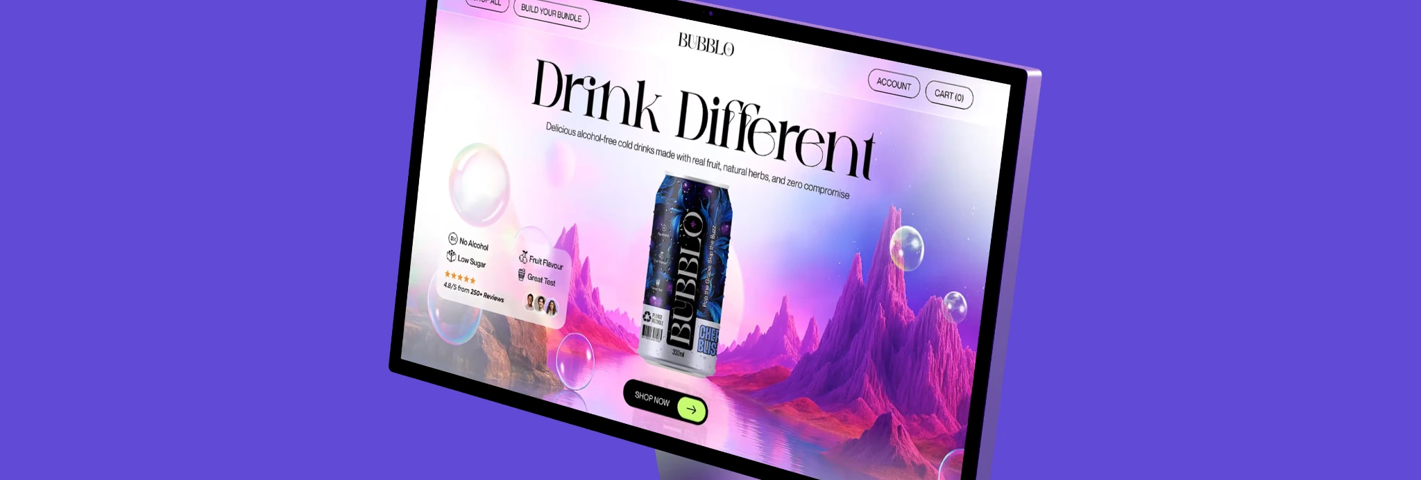 Drink Different Web Design WITH WP — supplied concept presentation