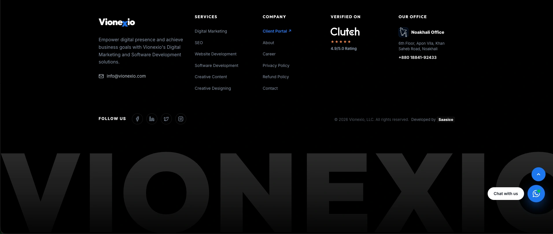 Vionexio — Agency footer